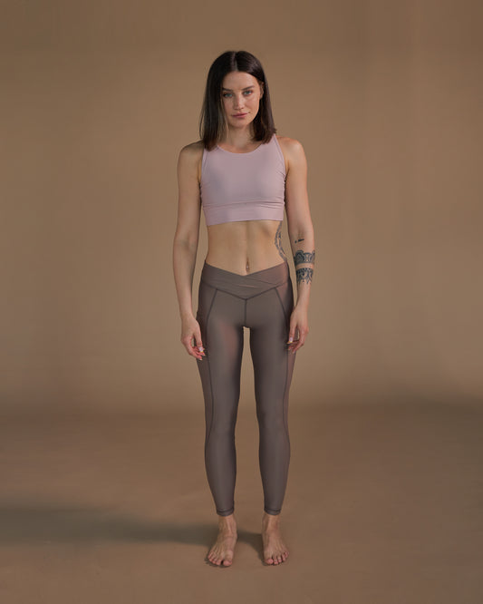 Yoga set V Shape brown/pink